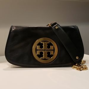 Tory Burch Black Leather Reva Logo Crossbody Bag